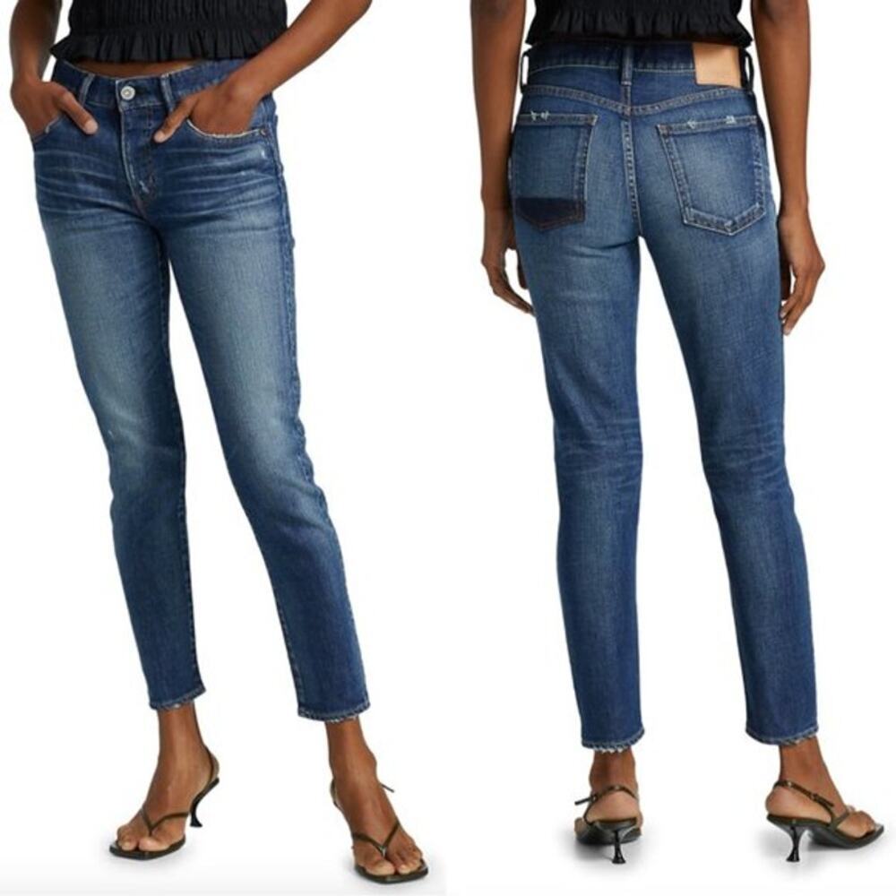 Moussy Vintage Elgin Distressed Stretch Skinny Ankle Jeans Blue Size 30